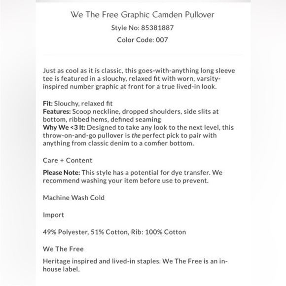 Free People Graphic Camden Pullover in New York Combo Size Large NEW - Picture 4 of 15